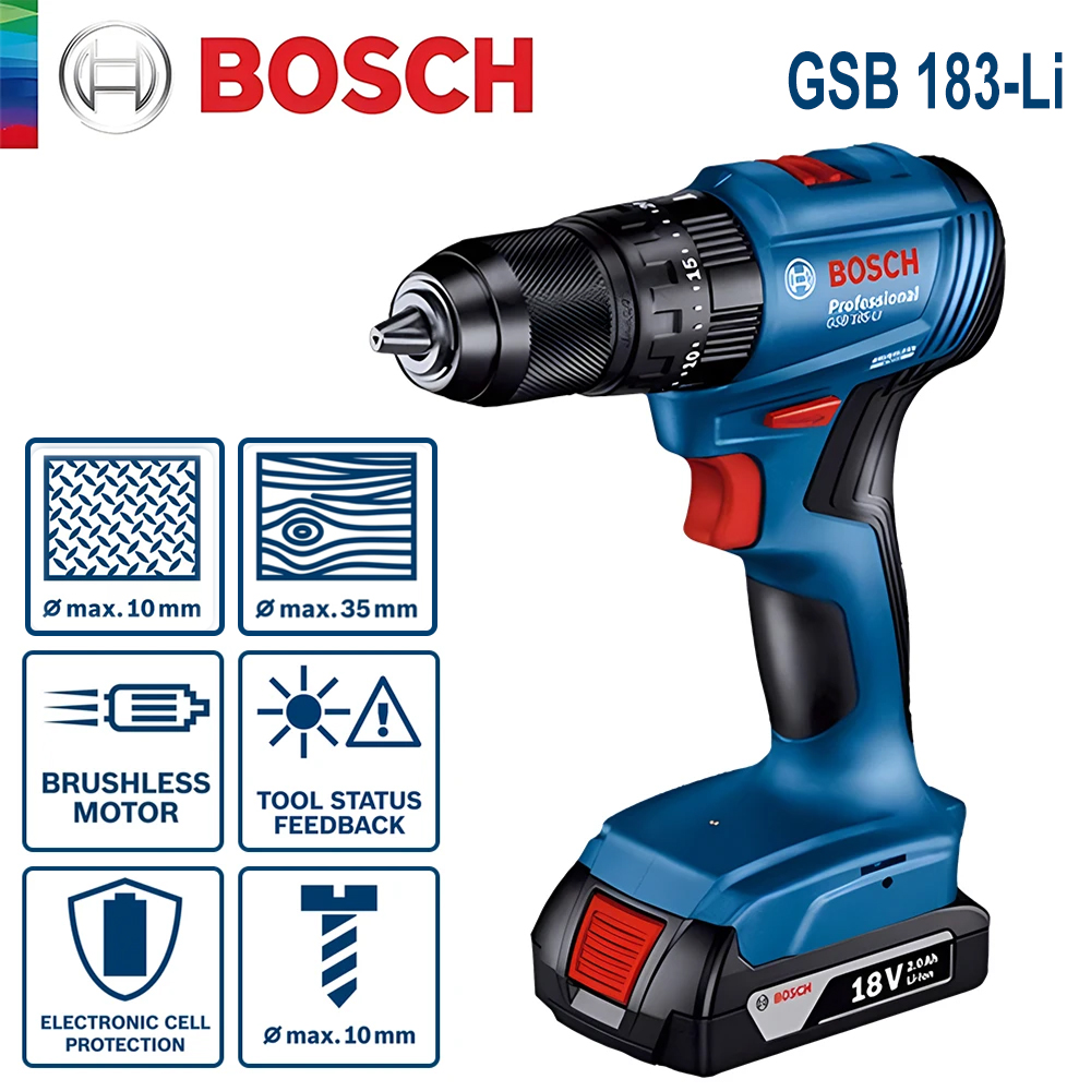 Power Tools Wood - Furadeira Elétrica Bosch GSB 183-LI, Parafusadeira